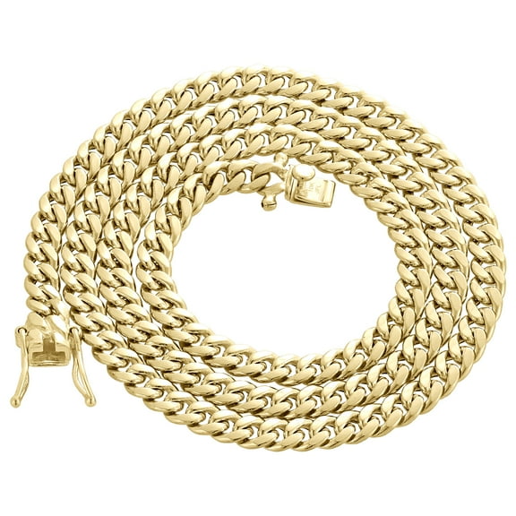Mens 10K Yellow Gold Hollow Miami Cuban Link Chain 5.50mm Box Clasp 22 Inches
