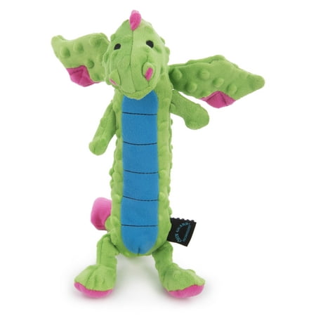 UPC: 0743723703000 | goDog Skinny Dragons Squeaker Plush Pet Toy for Dogs & Puppies – Green  Large