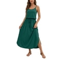 thumbnail image 3 of Afdoent Dresses For Women 2026 Sleeveless Solid Color U Neck Dress With Adjustable Drawstring Side Slit Beach To Brunch Vacation Fashion Outfits, 3 of 8