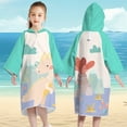 thumbnail image 2 of FAOWME Cardigan Button Bath Towel Children Quick Drying Bathrobe Boys Girls Babys Swimming Absorbent Towel Cape Hooded Beach Beach Bath Towel Mint Green 5-14 Years, 2 of 4