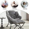 thumbnail image 6 of Gray Lazy Chair with Ottoman – Cozy Lounge Chair for Bedroom, Living Room, and Balcony, Effortless Assembly, 6 of 7