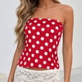 thumbnail image 4 of Yrmaups Strapless Polka Dot Tank Top for Women, Casual Boho Slim Crop Top, Stretchy Basic Tee for Party Vacation Beach Daily Wear, Wine XL, 4 of 7
