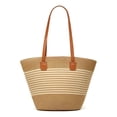 thumbnail image 1 of Bolsa Playa Con Cremallera Y Forro Tote De Paja De Gran Capacidad, 1 of 4