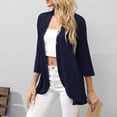 thumbnail image 3 of QLEICOM Womens Casual Tops, Plus Size Summer Cardigan Irregular Hem Shirt, Fashion Solid Cotton Comfortable Tops, V-Neck 3/4 Sleeve Cardigan Pullover Blouse Tunic Tops Navy XXL, 3 of 6
