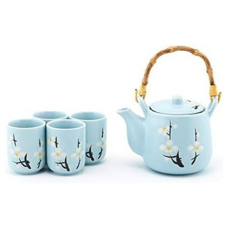 

Merchandise Sky Blue Soushun Sakura Cherry Blossoms Ceramic Tea And 4 Cups Tea Set Asian Home Decor