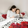 thumbnail image 5 of Manfei Romantic Love Heart Twin Bedding Sets 7-Piece, Red Rose Floral Bedding Comforter Set, Fashion Polkadots Abstract Reversible Sheet Sets, Microfiber Bedroom Decor, 5 of 8