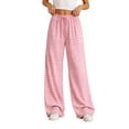 thumbnail image 2 of Bosfbaoi Sweatpants for Women Striped Wide Leg Drawstring Elastic Waist Loose Casual Trousers with Pockets, 2 of 8