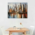 thumbnail image 2 of JRXY  Brooklyn Bridge Wall Art Modern New York City Abstract Canvas Cityscape Painting Large Size Framed, Colorful NYC Skyline Textured Picture for Living Room Bedroom Home Wall Decor 20x16in, 2 of 4