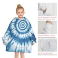 thumbnail image 6 of Blue Tie Dye Mandala Pattern Blanket Hoodies for Kids 6-13YR Oversize Wearable Blanket Hoodies for Boys Girls Teens, 6 of 7