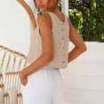 thumbnail image 4 of Women's Linen Shirts Dressy Tops Summer Crop Tank Tops Sleeveless Blouse Work Shirts Khaki M, 4 of 5