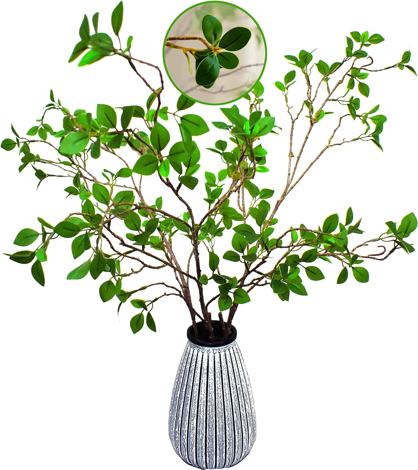 3 PCS Artificial Branches with Leaf, 43.3 Inch Artificial Greenery Stems,Faux Olive Branches for Vase Filler,Decorative Dried Artificial Twigs Bendable Sticks for Shop Garden Office Home Decor