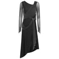 thumbnail image 3 of Sholeno Lyrical Dance Dress for Women V-neck Long See-through Sleeves Rhinestone Modern Contemporary Black XL, 3 of 7