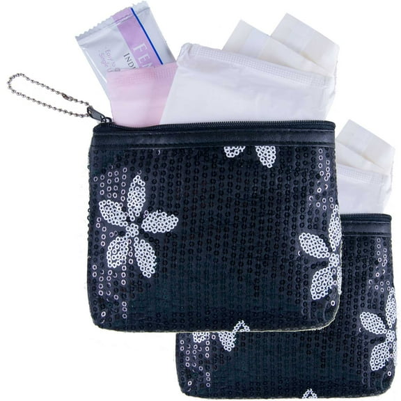 Be Prepared Period First Period Kit for Girls - Feminine Pads & Liner - (Black 2pk)