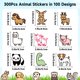 thumbnail image 2 of Pegatinas de animales Anwyll, 300 unidades, para decoración de botellas de agua para niños, 2 of 7