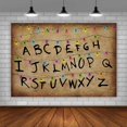 thumbnail image 1 of Stranger Photography Backdrop Rustic Alphabet Colorful Lights Background Kids Birthday Party Decorations Supplies Cake Table Banner Photo Banner 5x3ft, 1 of 3
