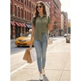 thumbnail image 6 of MOYIKO Short Sleeve Summer Tops for Women Casual Button Down Shirts Solid Business Work Blouses, 6 of 7