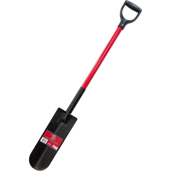 Bully Tools Drain Spade Shovel 82535 - 12 Ga. Steel Blade, Fiberglass Handle, D-Handle