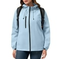 thumbnail image 3 of Ailaofu Women Rain Jacket Waterproof Active Outdoor Trench Raincoat with Hood Lightweight Plus Size, 3 of 5