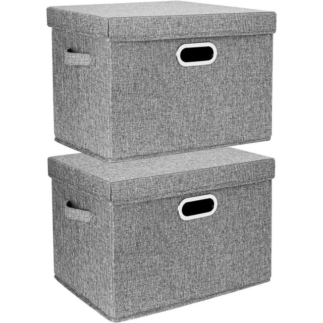 Cajas de almacenamiento decorativas para armario, contenedores de almacenamiento plegables de tela de lino resistente con asas prácticas, ubicación versátil debajo de la cama o en estantes, lavables
