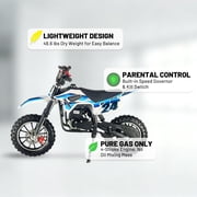 SYX MOTO MK 40cc 4-Stroke Gas Powered Mini Dirt Bike for Kids & Youth, Fully Automatic Entry-Level Off-Road Pit Bike with Speed Governor, Pull Start, Blue