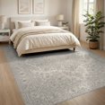 thumbnail image 3 of ODIKA 8'x10' Washable Area Rug Beige Vintage Decorative Symmetrical Motif Transitional Neutral for Living Room, Under Sectional, Family , Durable, Non-Slip, 3 of 7