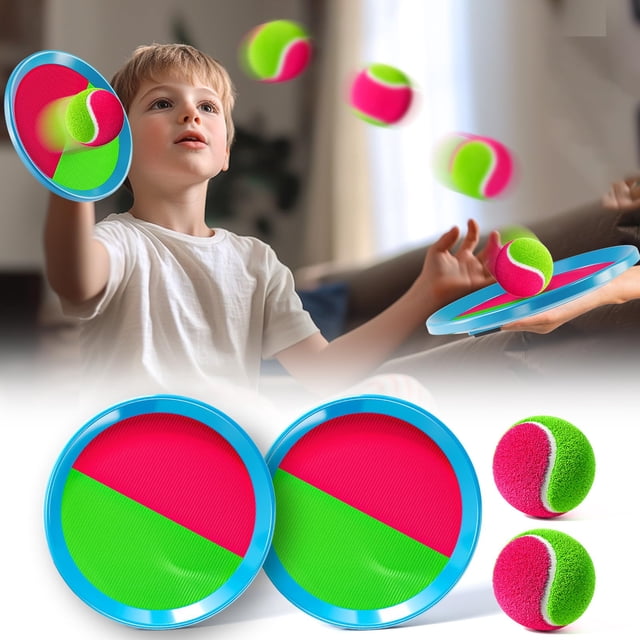Juego de lanzar y atrapar la pelota WATUDOU para niños con 2 palas