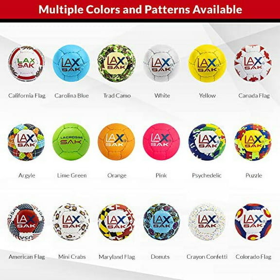 Lax Sak Soft Practice Lacrosse Balls,1, 2, 3, 6, 12, 24, 36, 60, & 120 Packs - Same Weight & Size as a Regulation Lacrosse Balls, Great for Indoor & Outdoor Practices, Less Bounce