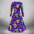 thumbnail image 4 of Hueook formal Dresses for Women Maxi Dresses Ladies' Printed Style Long Sleeved V-neck Dress Multicolor 2X, 4 of 5