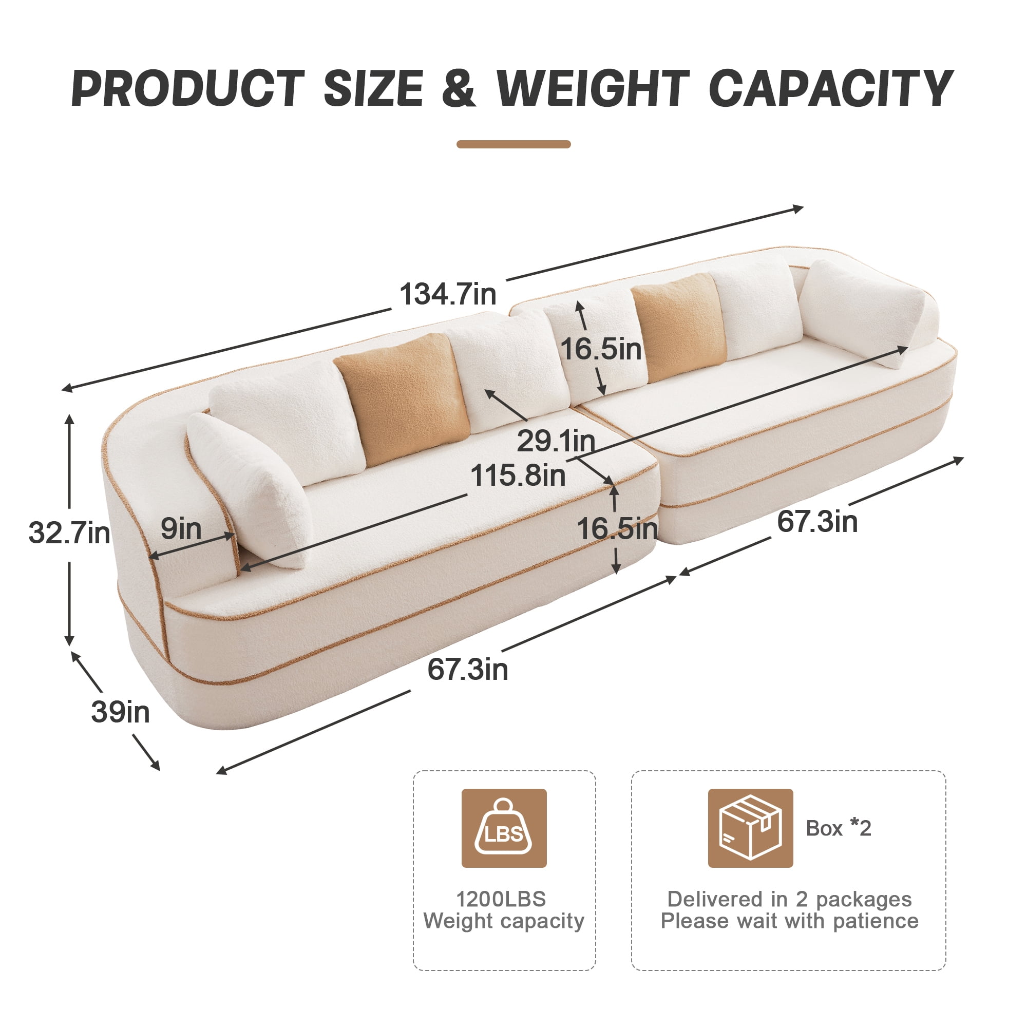 Alvantor 135"Cloud Sectional Couch with Chaise, L-Shape Teddy Fabric Boneless Sofa with Deep Seat, Modern 4-Seat Upholstered Sofa for Living Room, Green