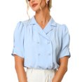 thumbnail image 1 of Blusa elegante Allegra K Manga Corta con Botones Azul XS, 1 of 6