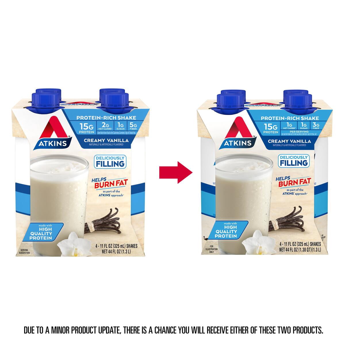 Atkins Protein Shake 15g Protein, Vanilla, Keto Friendly, 3/4 Count