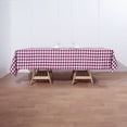thumbnail image 2 of BalsaCircle 60" x 102" Gingham Checkered Polyester Tablecloth Burgundy and White, 2 of 9