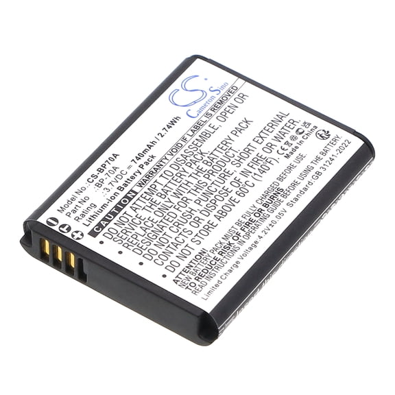 Replacement Battery for Samsung BP-70A,BP-70EP,EA-BP70A,SLB-70A,740mAh