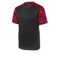 thumbnail image 5 of Sport Tek Teen Unisex Regular CamoHex Colorblock T-Shirt Black/Deep Red Small, 5 of 6