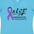 thumbnail image 4 of Inktastic Stop Domestic Violence-purple Ribbon Women's V-Neck T-Shirt, 4 of 5
