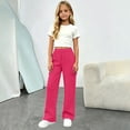 thumbnail image 2 of Girls Cargo Sweatpants Preppy Wide Leg Baggy Track Pants Teen Straight Leg Joggers Open Bottom Trousers with Pockets, 2 of 6