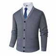 thumbnail image 2 of Men's V Neck Knit Cardigan, Single Breasted Long Sleeve, Regular Fit, Business Casual Outerwear For Male, 2 of 9