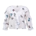 thumbnail image 1 of PENGXIANG Été Femmes Chemise à Volants V-Cou à Manches Longues Blouse, 1 of 7