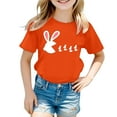thumbnail image 4 of Ruiwill Easter Girls Tops Size 6-7 Years Short Sleeve Crew Neck Bunny Print Summer Fashion Easter Girls Tees Orange, 4 of 4