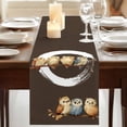 thumbnail image 3 of Table Runners 120 Inches Long Dress Scarves, Japanese Style Farmhouse Coffee/Dining/Kitchen Table Runner for Living Room, Dark Brown Rustic Owl Birds Tree Branches 13x120 Inch, 3 of 9