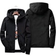 thumbnail image 2 of Sewkxo Mens Windbreaker Jackets Packable Waterproof Zipper Long Sleeve Hooded Travel Lightweight Coats,Black L, 2 of 3
