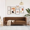 thumbnail image 3 of vidaXL Chesterfield Sofa 3-Seater Brown Faux Suede Leather, 3 of 9