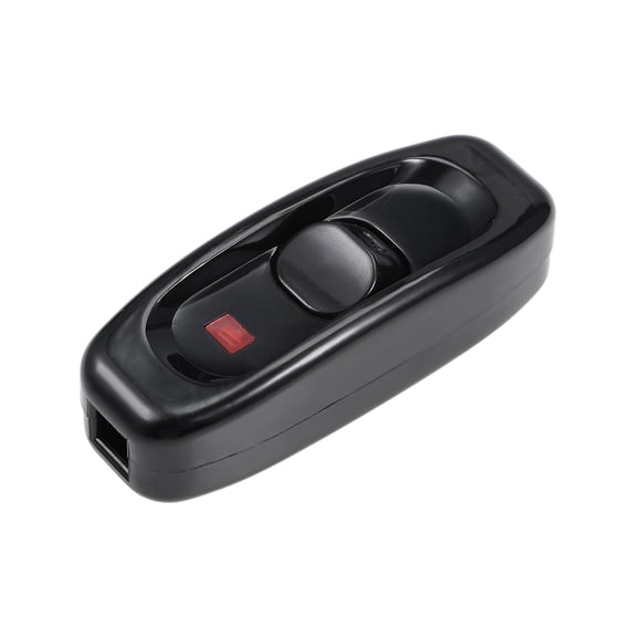 Uxcell AC 250V 10A Luz Indicadora On/Off Interruptor de Cable Inline Negro para Lámpara de Escritorio