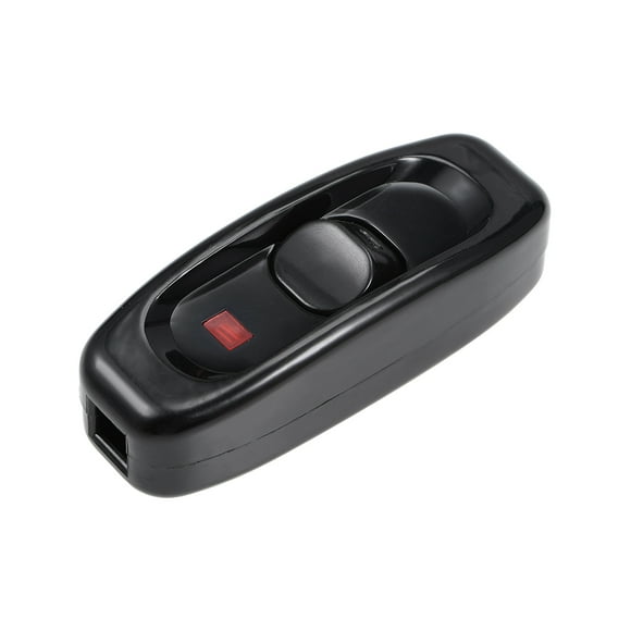 Uxcell AC 250V 10A Luz Indicadora On/Off Interruptor de Cable Inline Negro para Lámpara de Escritorio