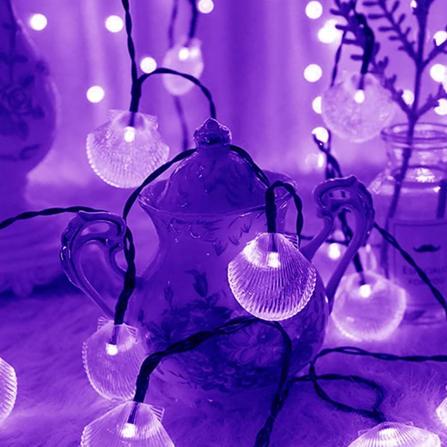 Solar Seashell String Lights 16.4FT 30LED Waterproof 8 Modes Sea Shell String Lights Ocean Theme Lights for Covered Outdoor Camping Wedding Birthday Party