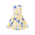 thumbnail image 2 of Girls Dress Princess Layered Ruffle Tie Dye Printing Flutter Sleeve White 8 Years, 2 of 6