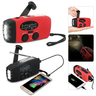Emergency Solar Hand Crank Portable Radio, NOAA Weather Radio for Household and Outdoor Emergency with AM/FM, 3 LED Flashlight, 300mAh Power Bank USB Charger