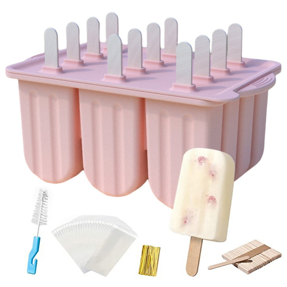 Popsicles Molds, 12 Cavities Silicone Popsicle Molds for Kids Adults Food  Grade Popsicle Maker Molds BPA-Free Ice Pop Mold Homemade Ice Pop Maker  with Popsicle Sticks, Popsicle Bags, Cleaning Brush 