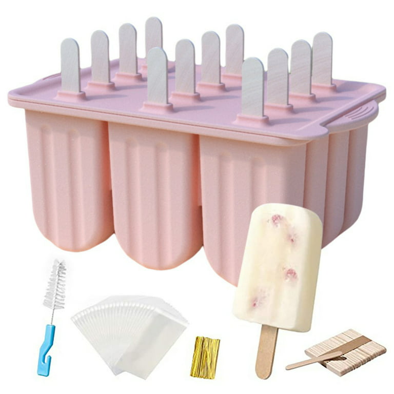 Popsicles Molds, 12 Cavities Silicone Popsicle Molds for Kids Adults Food  Grade Popsicle Maker Molds BPA-Free Ice Pop Mold Homemade Ice Pop Maker  with Popsicle Sticks, Popsicle Bags, Cleaning Brush 