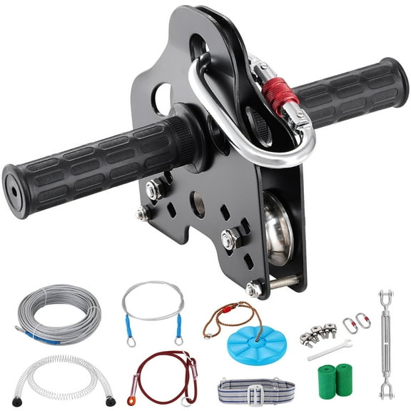 KFFKFF 60 ft Up to 500 lb Zip Line Kit for Kids Adult Trolley Slackers Zipline